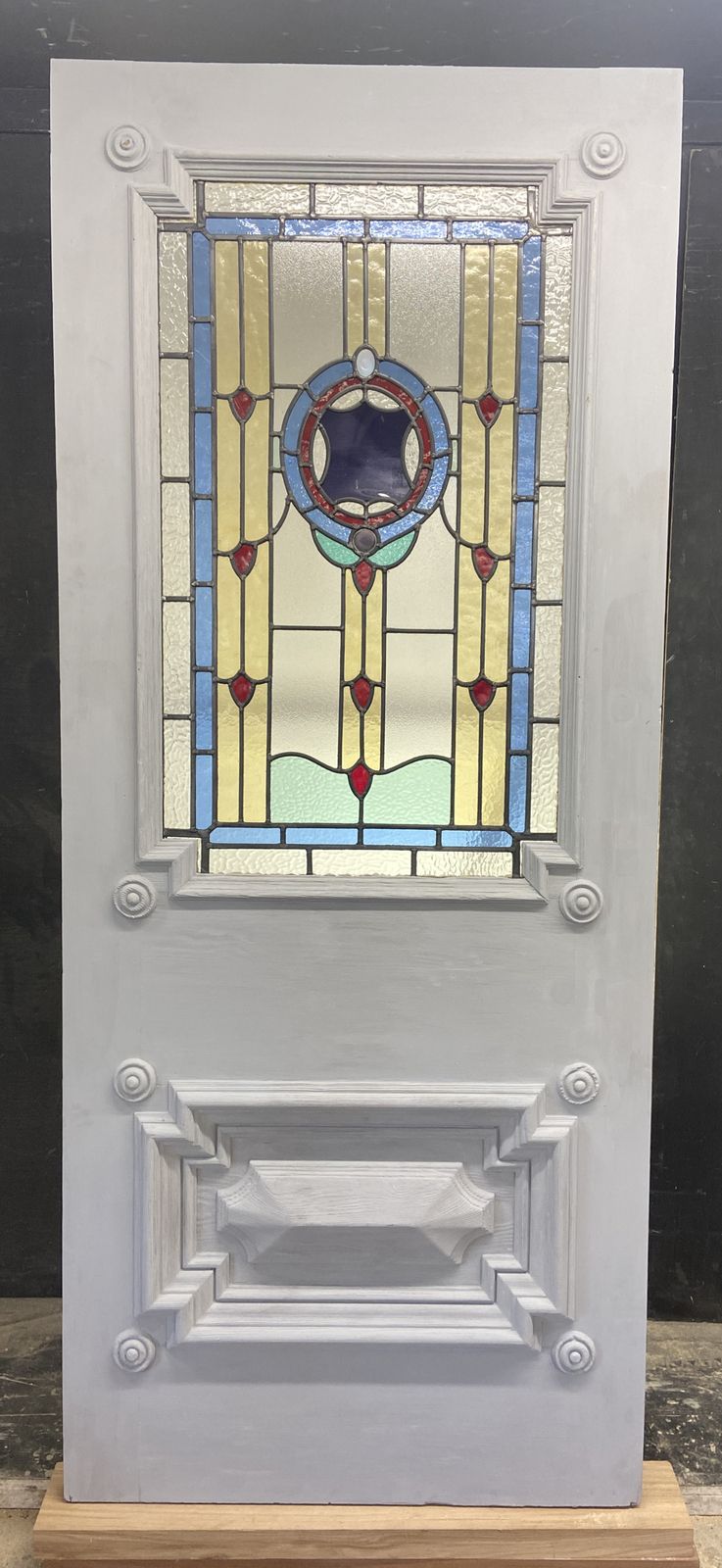Rare Victorian Stained Glass Front Door Period Old Reclaimed Antique Lead Wood