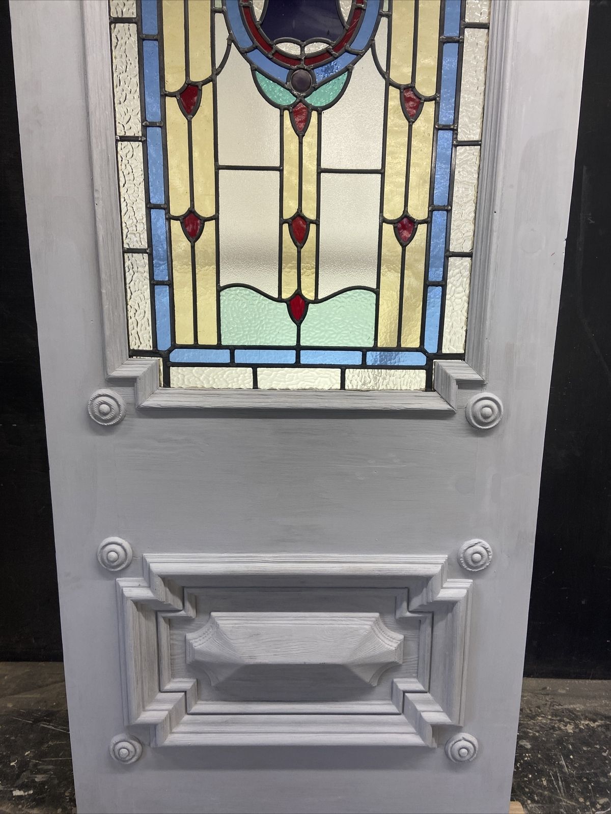 Rare Victorian Stained Glass Front Door Period Old Reclaimed Antique Lead Wood photo Home Fixtures