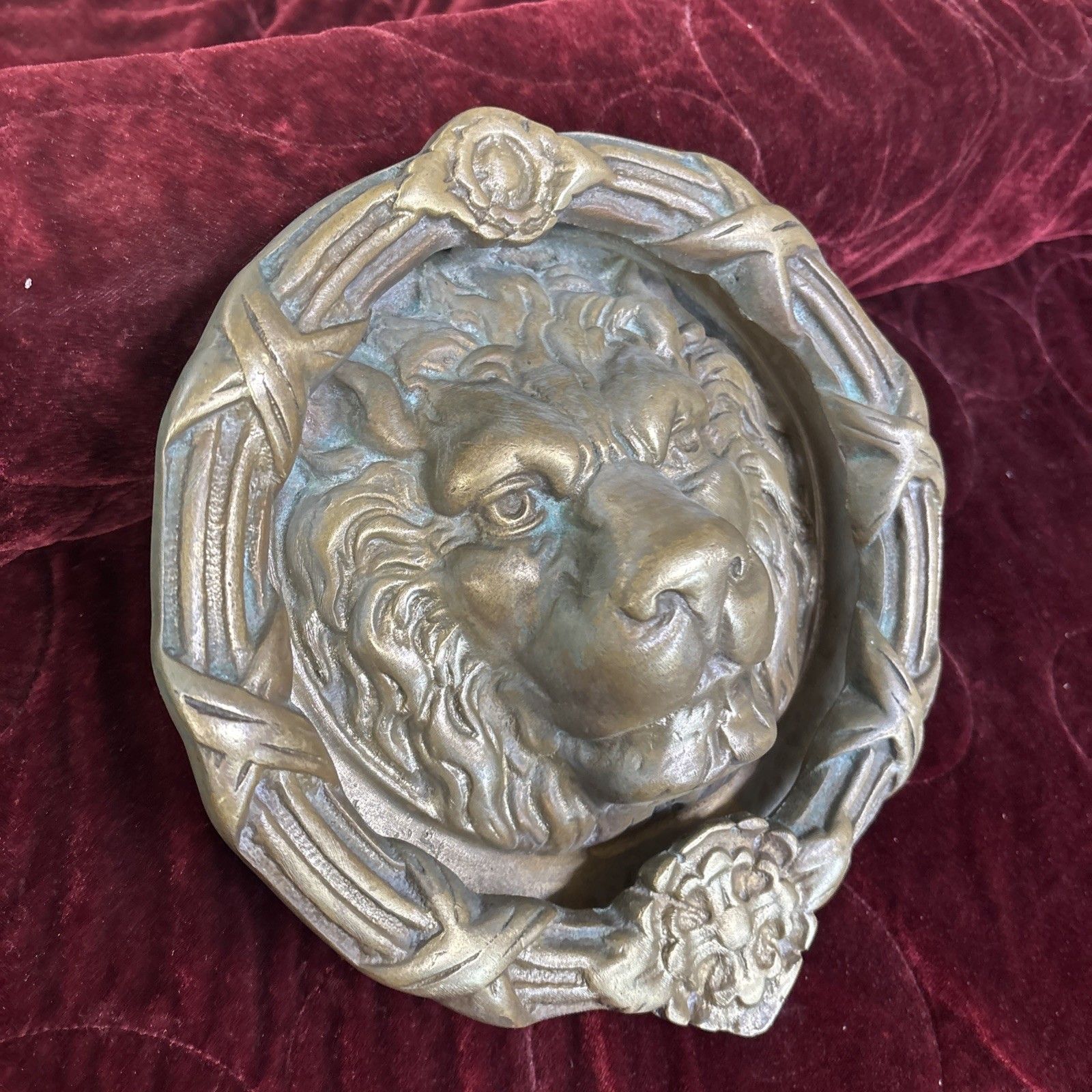 Huge Antique Solid Brass Front Door Knocker Period Reclaimed Manor Cast Metal photo furniture