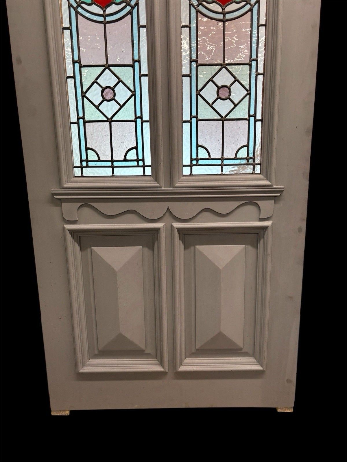 Victorian Stained Glass Front Door Bespoke Made Hardwood Leaded Period Wood photo vinterior