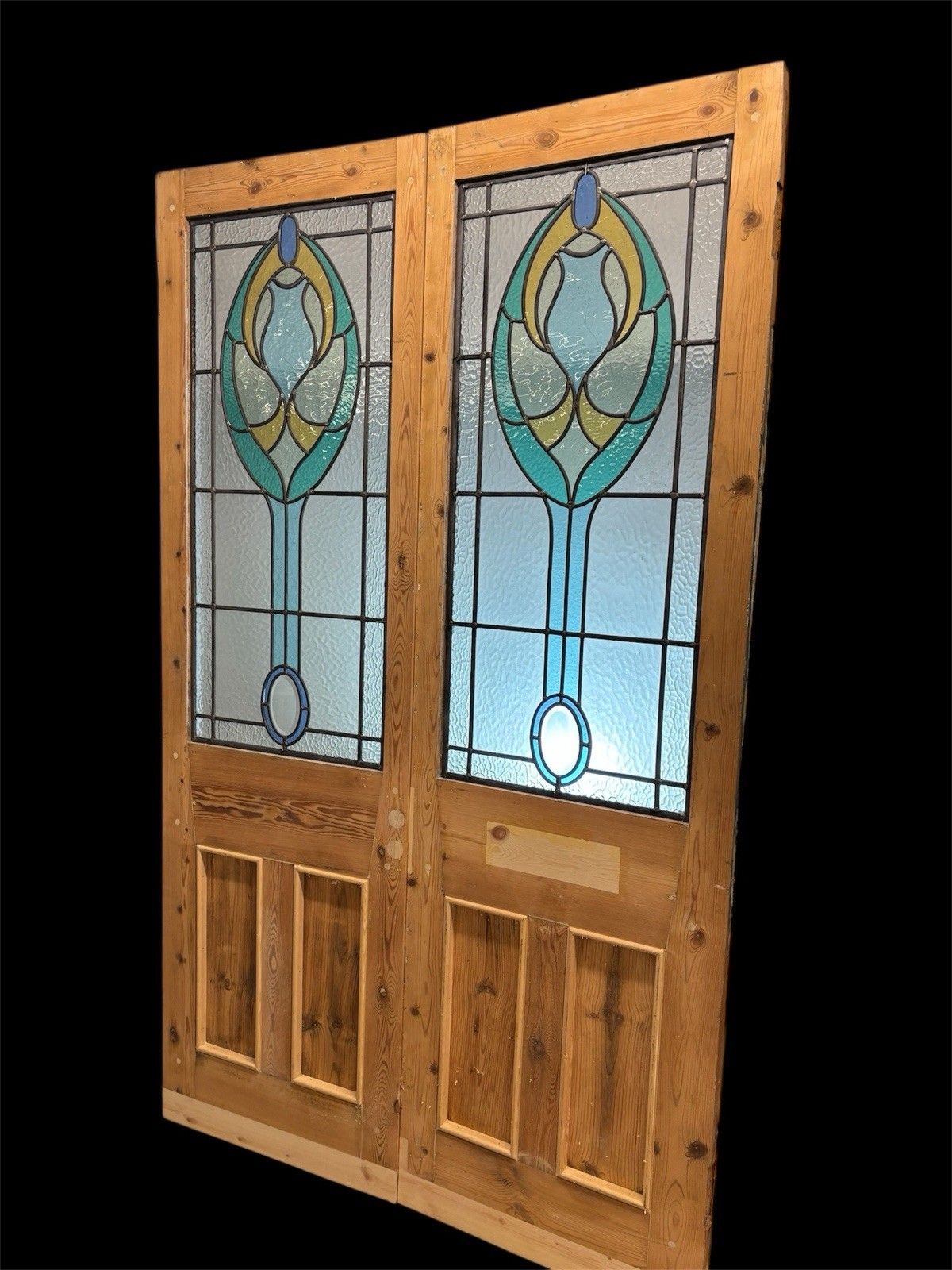 photo furniture Victorian Stained Glass French Front Doors Reclaimed Period Old Antique Lead
