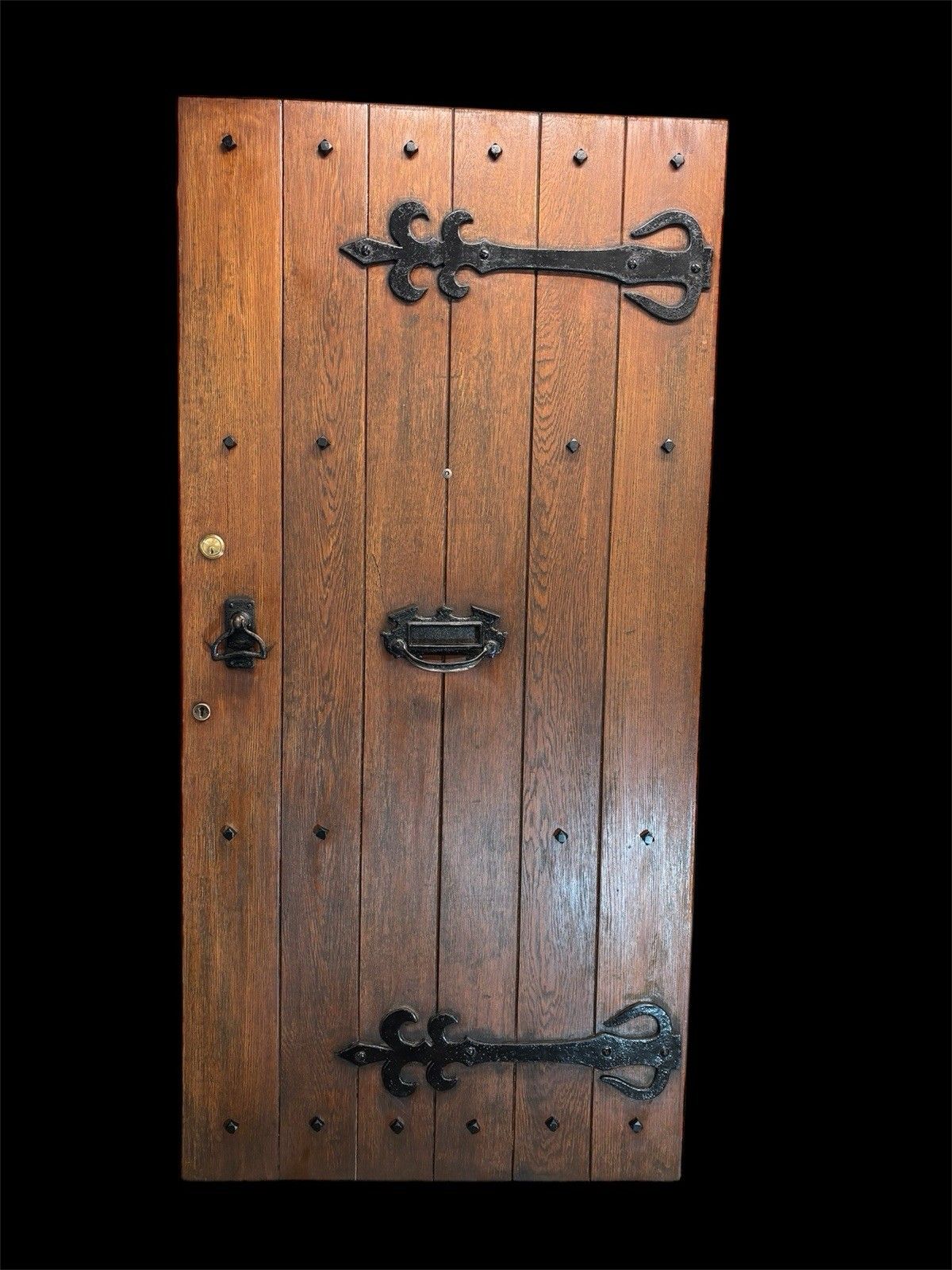 Large Solid Oak Front Door Old Antique Period Reclaimed Wood Cast Iron Refurb