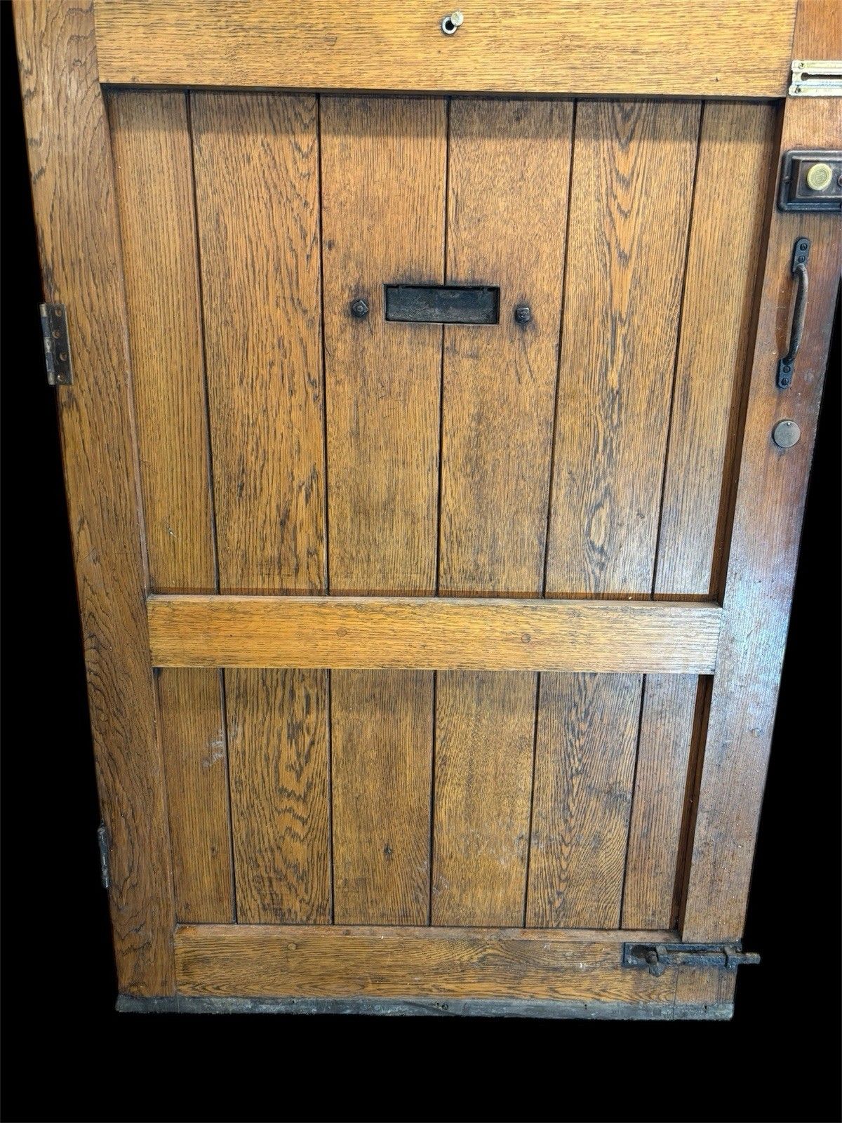 2655.0 Large Solid Oak Front Door Old Antique Period Reclaimed Wood Cast Iron Refurb photo