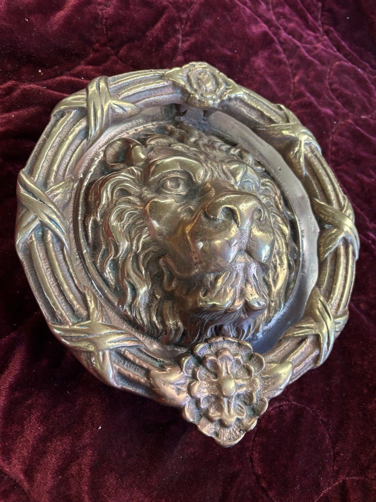 Huge Antique Solid Brass Front Door Knocker Period Reclaimed Manor Cast Metal photo buy