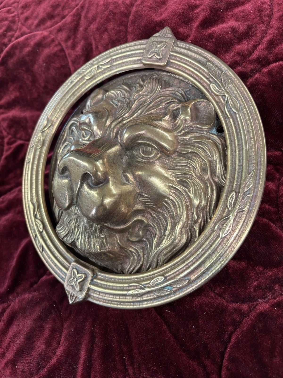 Huge Antique Solid Brass Front Door Knocker Period Reclaimed Manor Cast Metal photo for sale