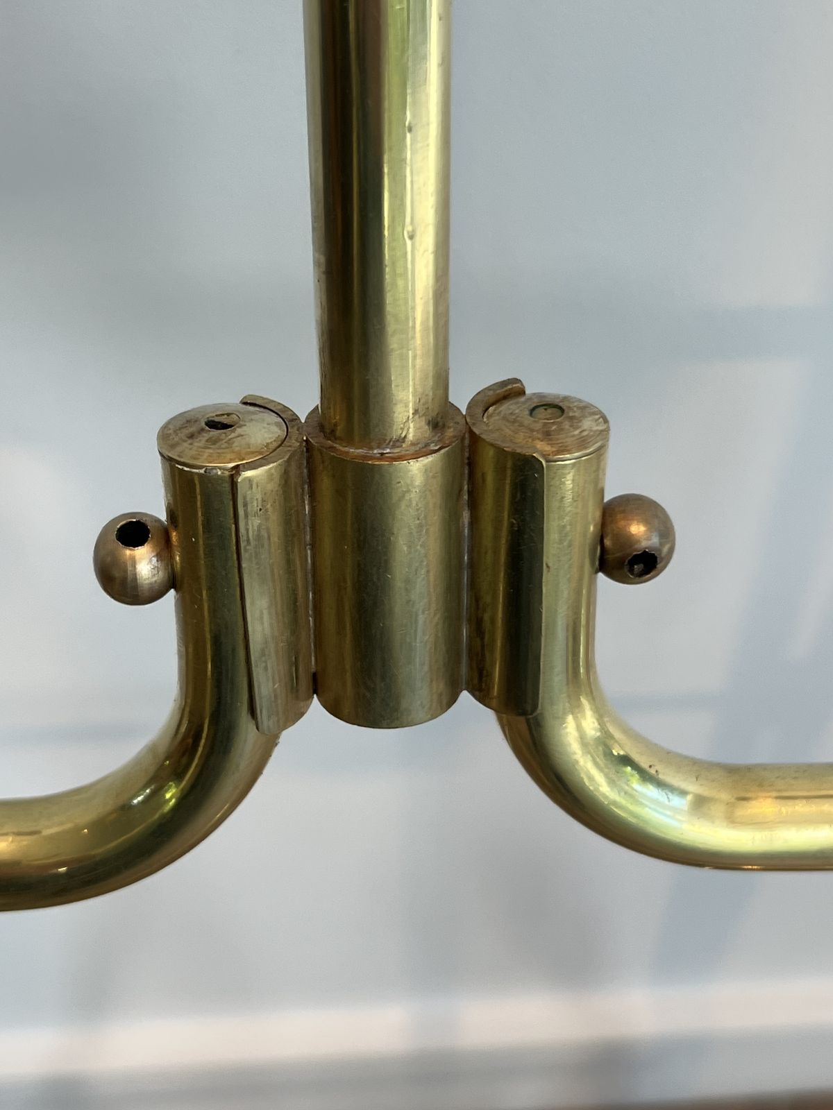 Neoclassical Style Folding Valet Stand In Brass And Wood photo buy