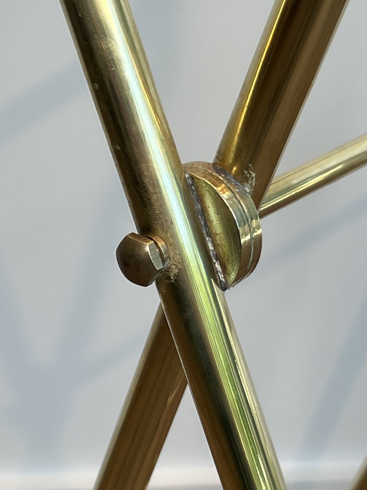 Neoclassical Style Folding Valet Stand In Brass And Wood photo vintage