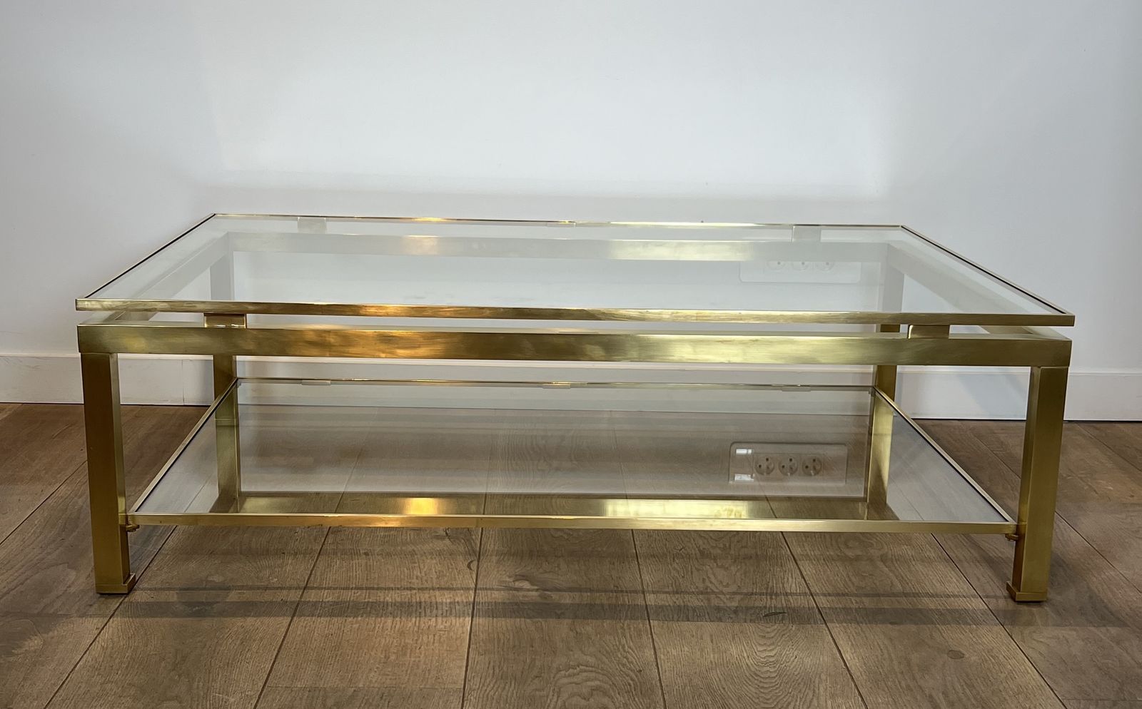 Modernist Coffee Table In Brass And Glass Tops By Guy Lefèvre For Maison Jansen photo furniture