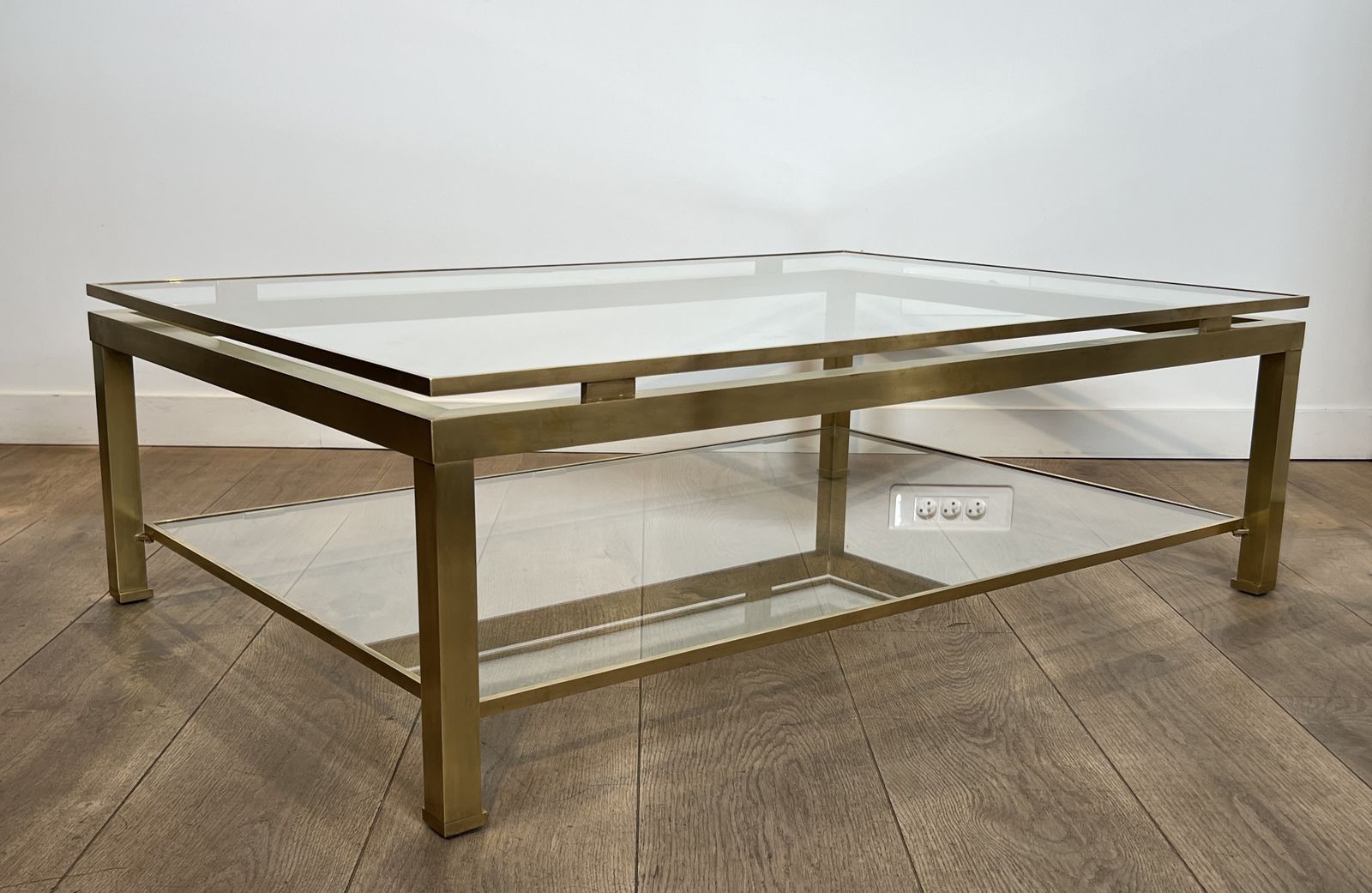 Modernist Coffee Table In Brass And Glass Tops By Guy Lefèvre For Maison Jansen photo Furniture