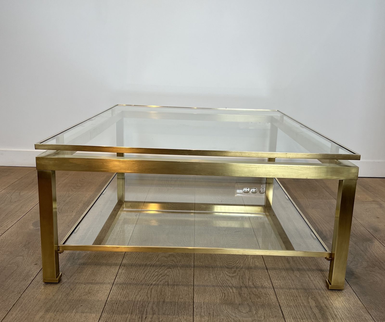 Modernist Coffee Table In Brass And Glass Tops By Guy Lefèvre For Maison Jansen photo 6500.0