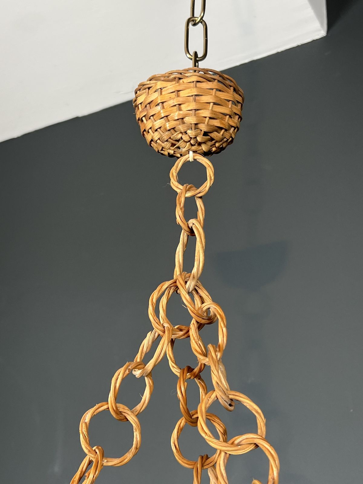 Small Rattan Chandelier In The Style Of Adrien Audoux And Frida Minet (Audoux Minet) photo vinterior