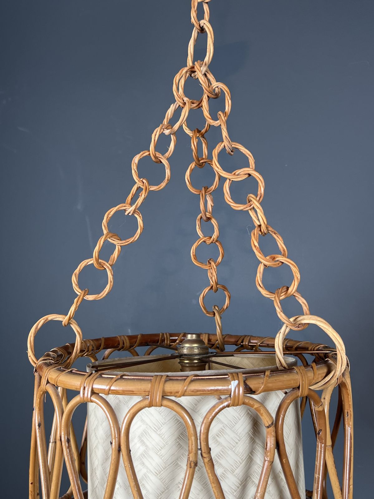 Small Rattan Chandelier In The Style Of Adrien Audoux And Frida Minet (Audoux Minet) photo buy