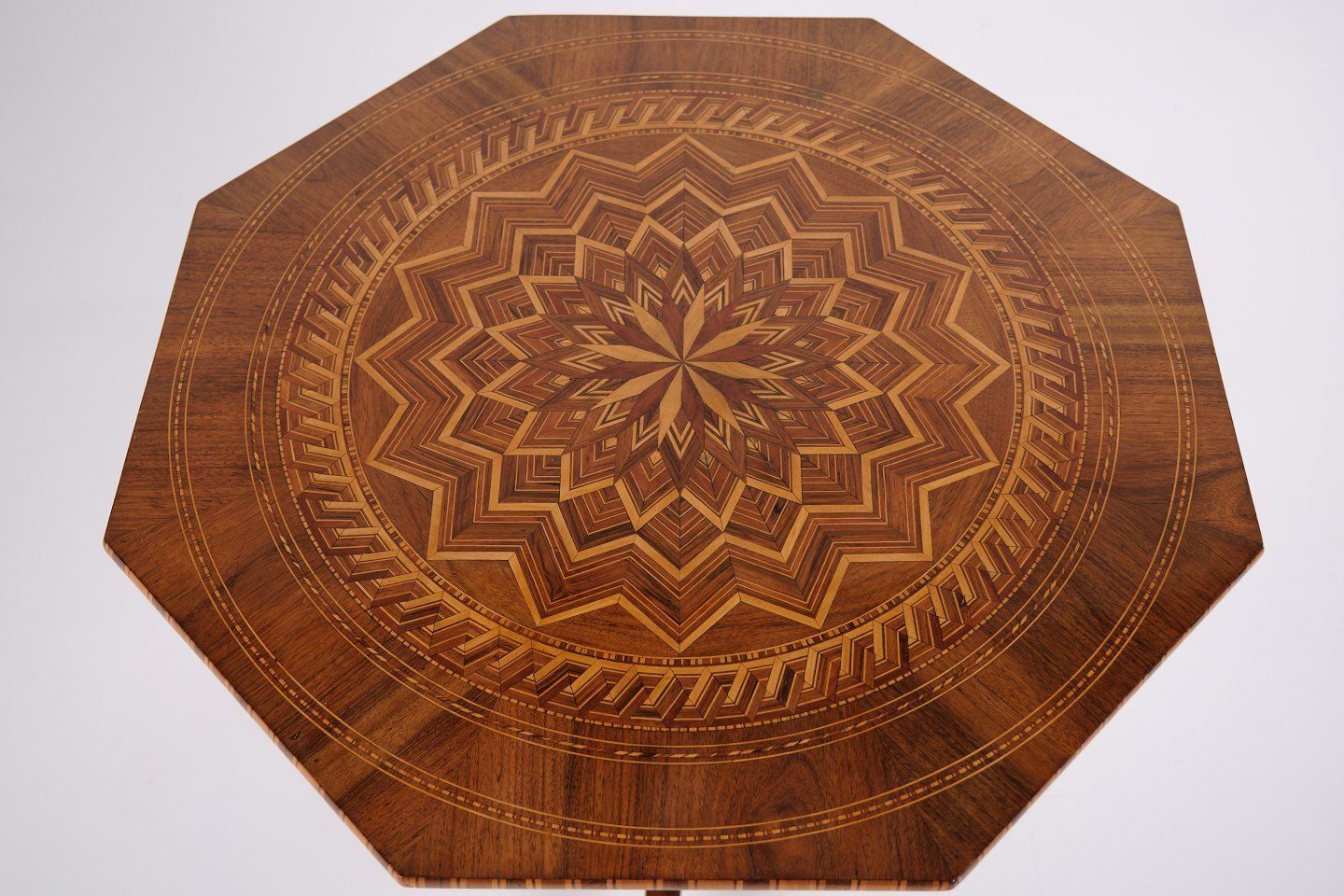 Octagonal Column/Lamp Table  Decorated With Intarsia   Italy   Year 1850s photo for sale