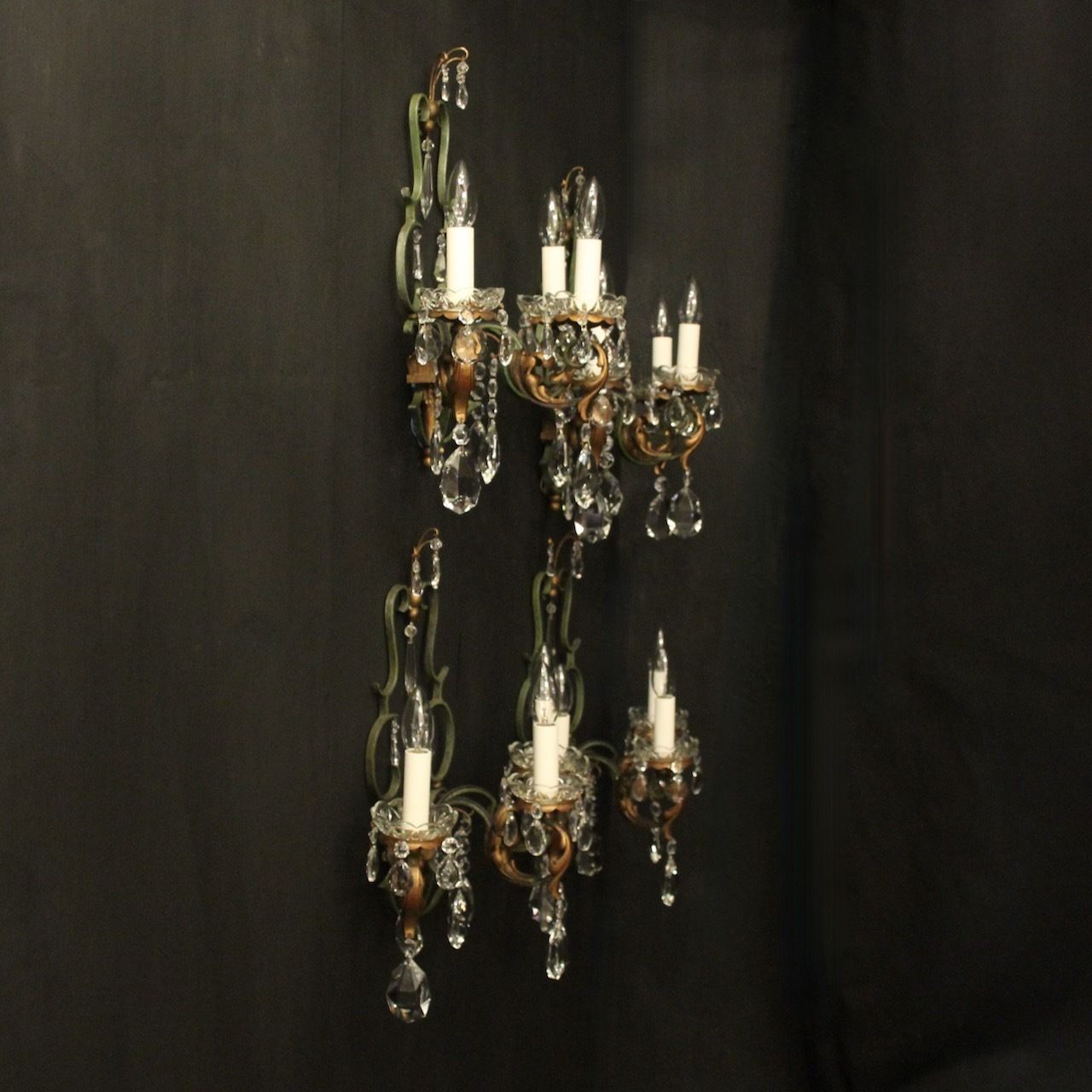 French Set Of 4 Arm Wrought Iron Wall Lights photo vintage