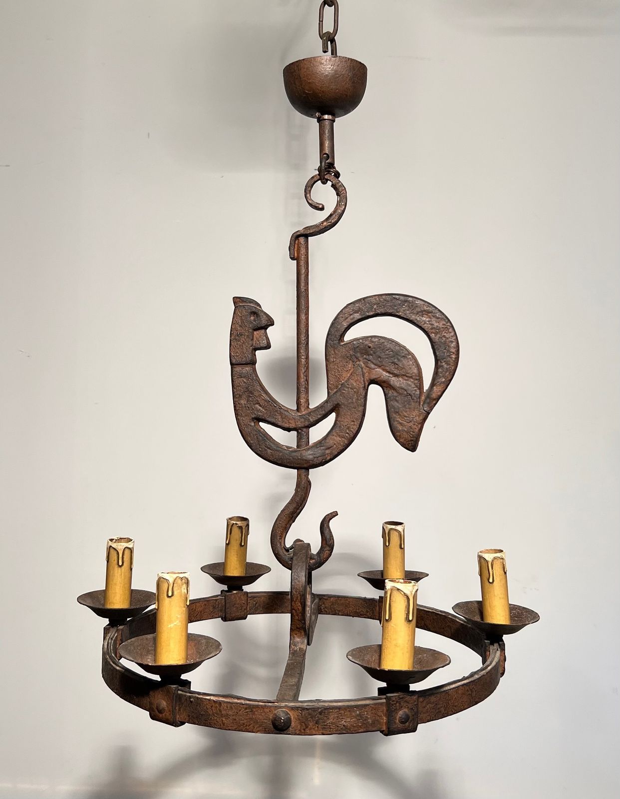 Rooster Chandelier By Jean Touret For Atelier Marolles