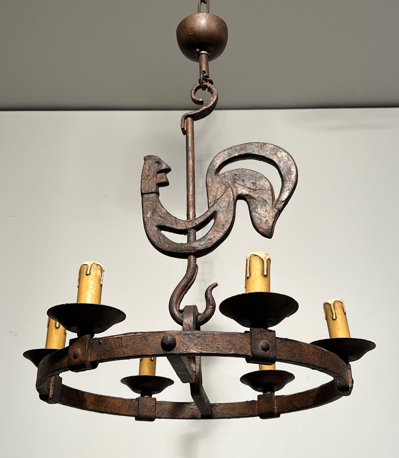 Rooster Chandelier By Jean Touret For Atelier Marolles photo furniture
