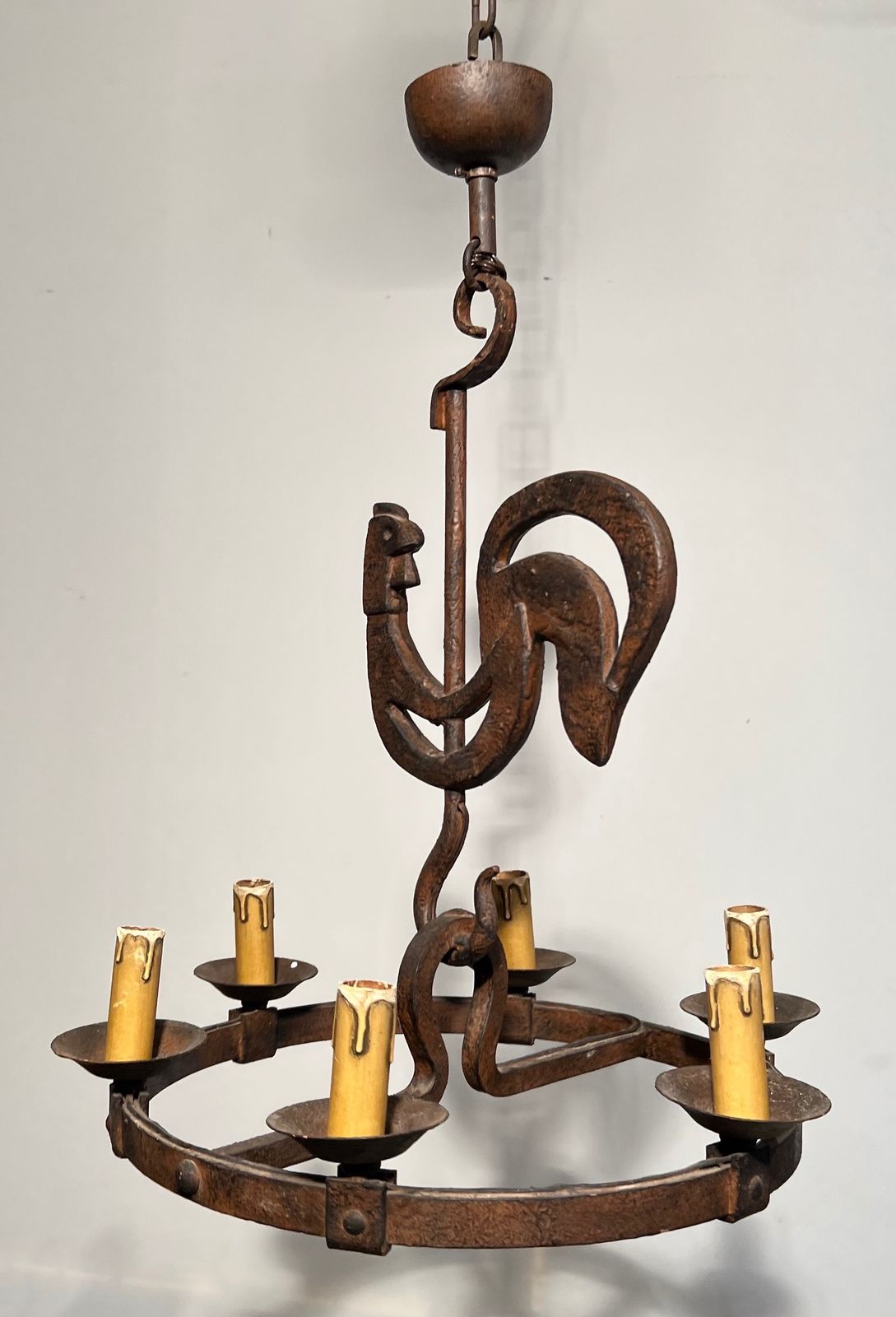 photo vinterior Rooster Chandelier By Jean Touret For Atelier Marolles