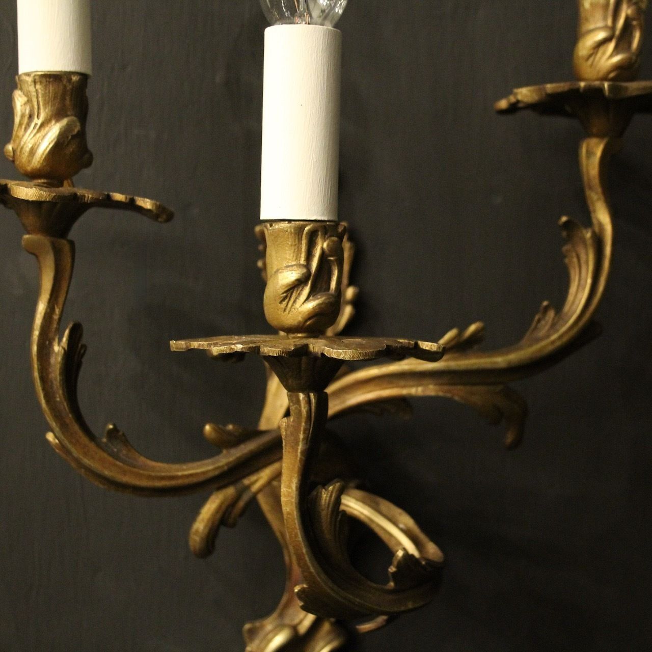 French Pair Of Bronze Antique Wall Sconces photo Lighting