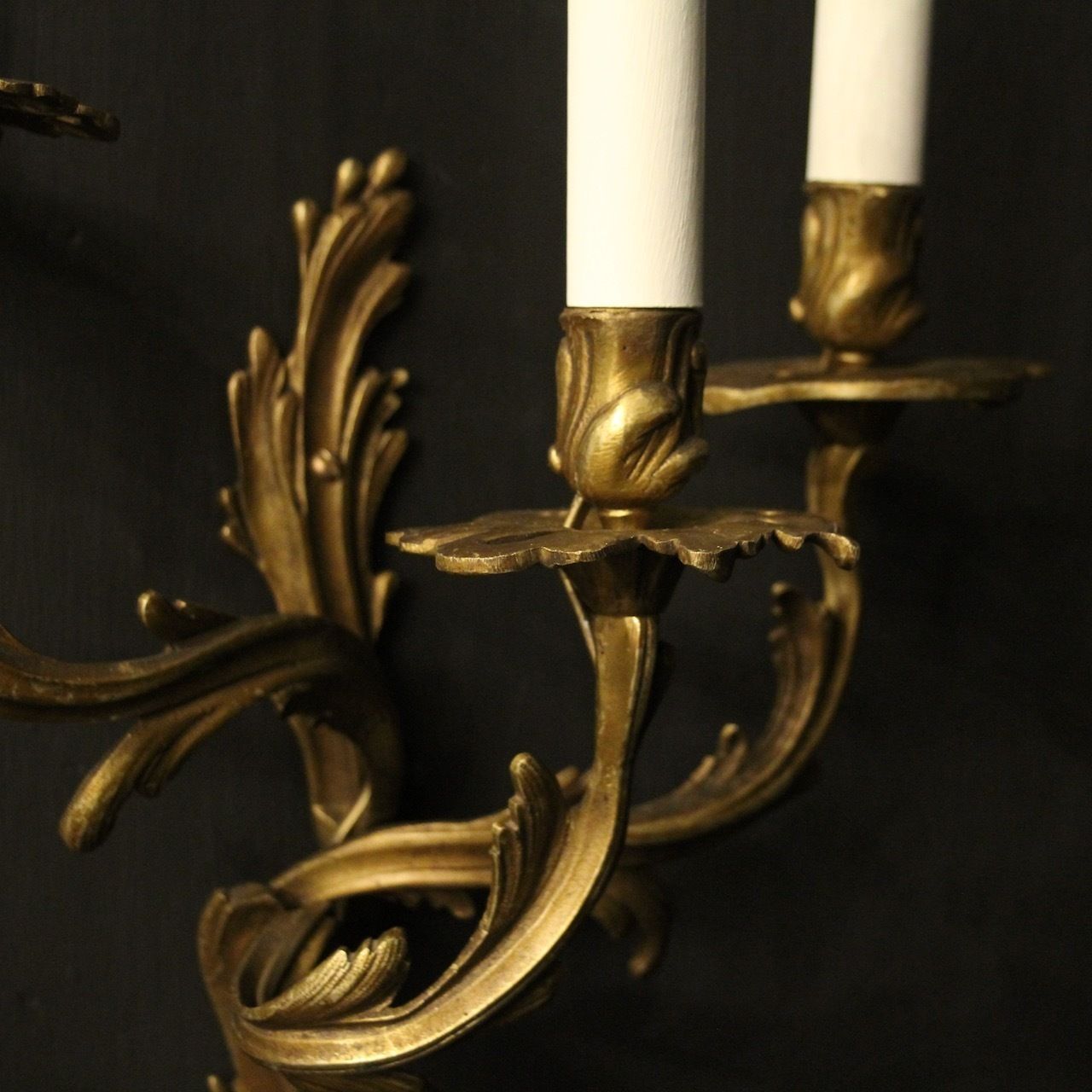 French Pair Of Bronze Antique Wall Sconces photo buy