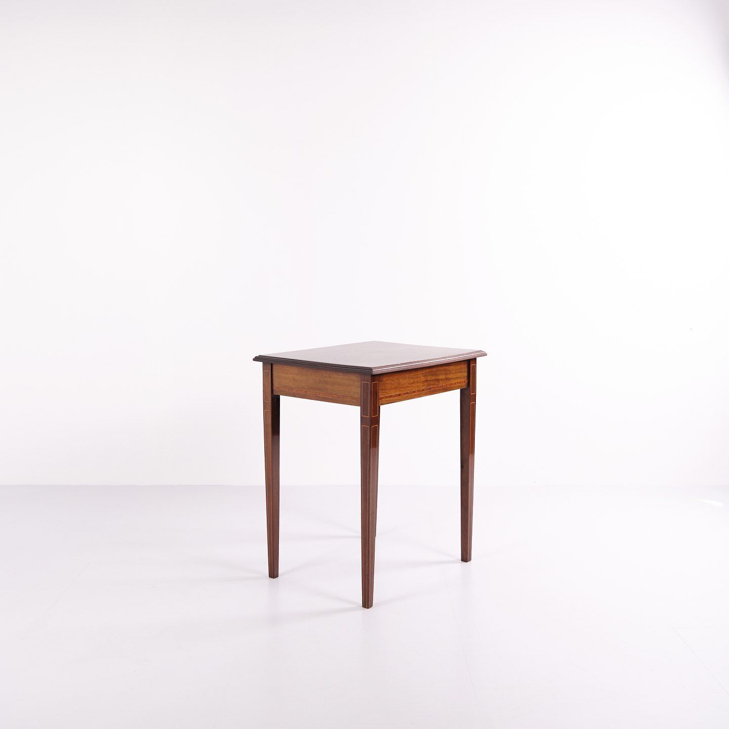 Side Table   Hand Polished   Decorated With Fruit Wood Inlay   Crafted In Mahogany   1920s photo for sale