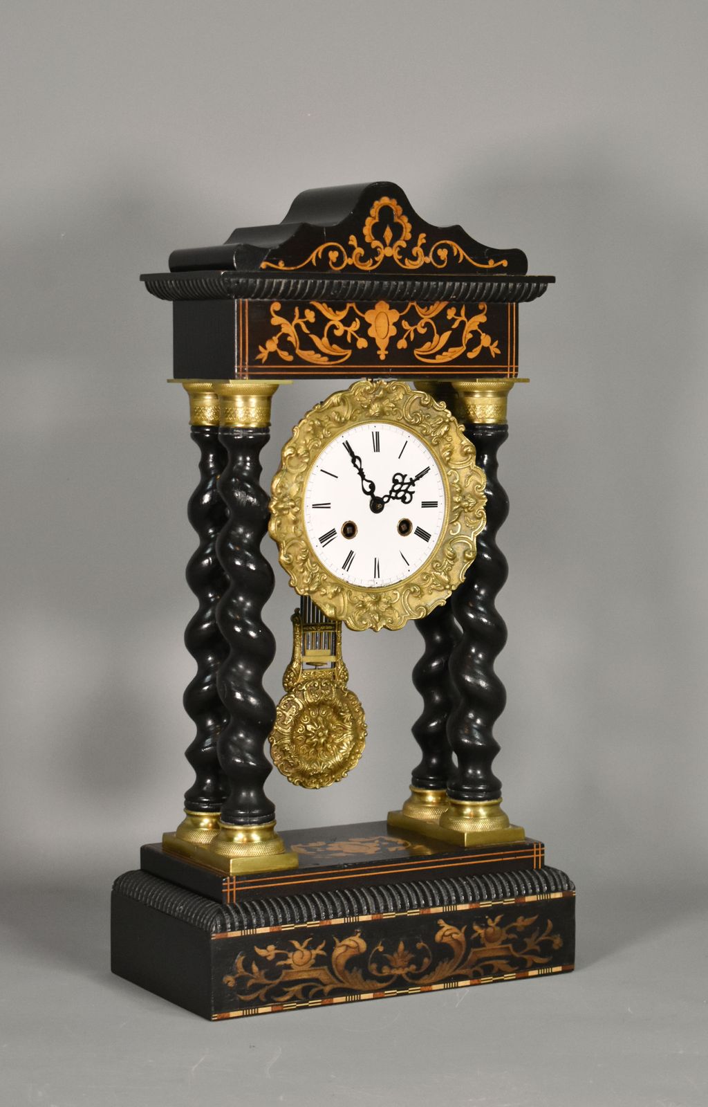 French Portico Barley Twist Clock Napoleon III photo furniture