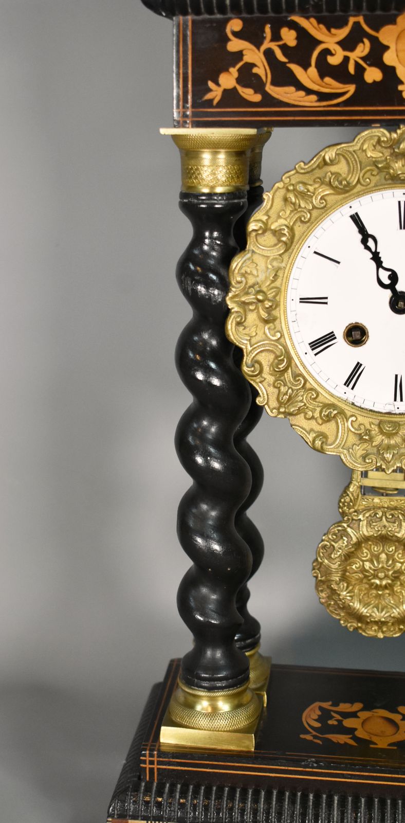photo vintage French Portico Barley Twist Clock Napoleon III