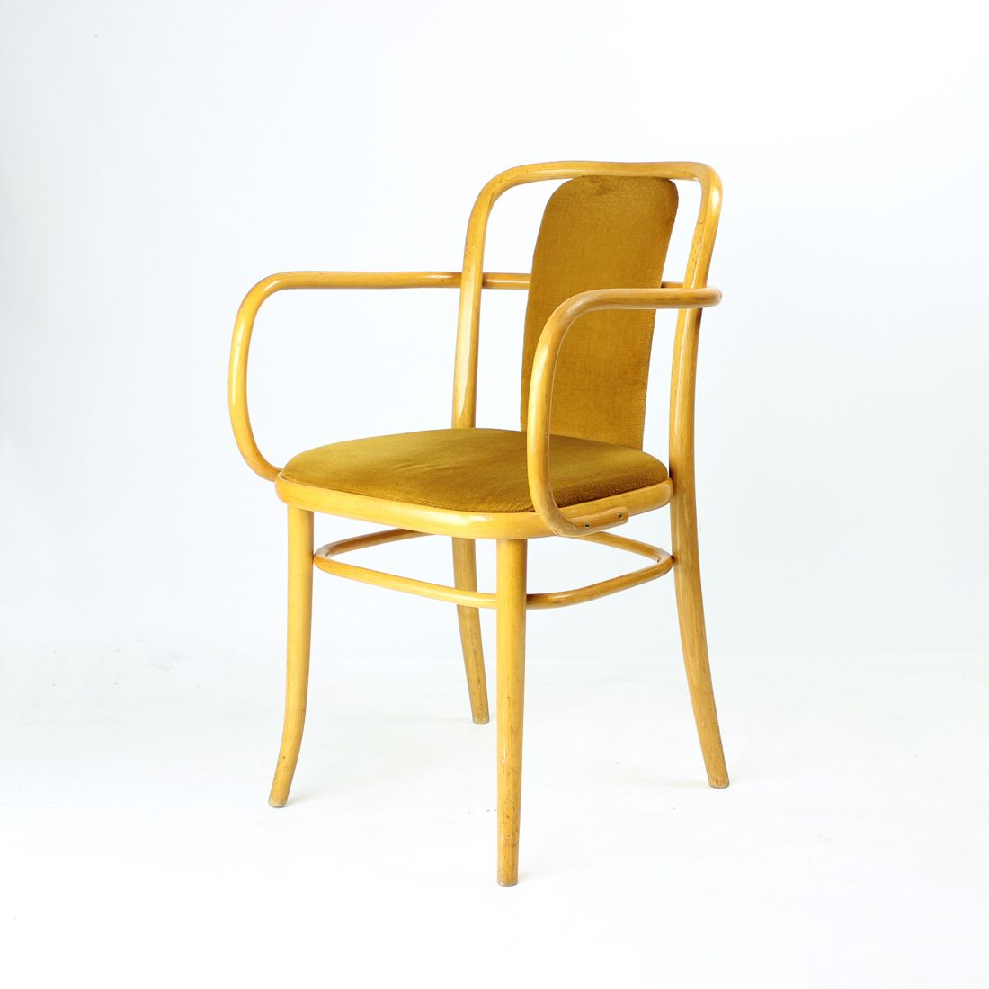 Bentwood Thonet Design Armchair With Gold Velvet, Czechoslovakia 1930s, 40 Available