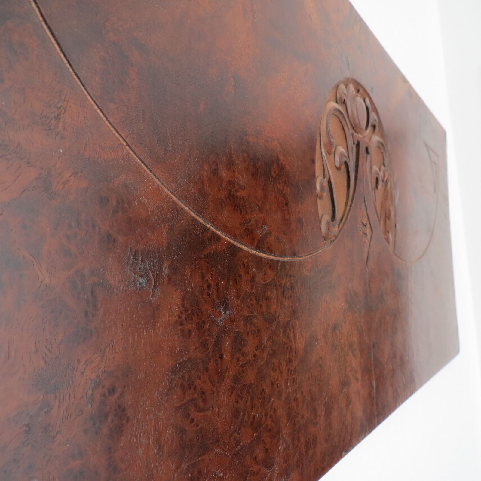 Art Nouveau Secessionist Carved Burr Walnut Wood Wall Hanging 1900 photo vinterior