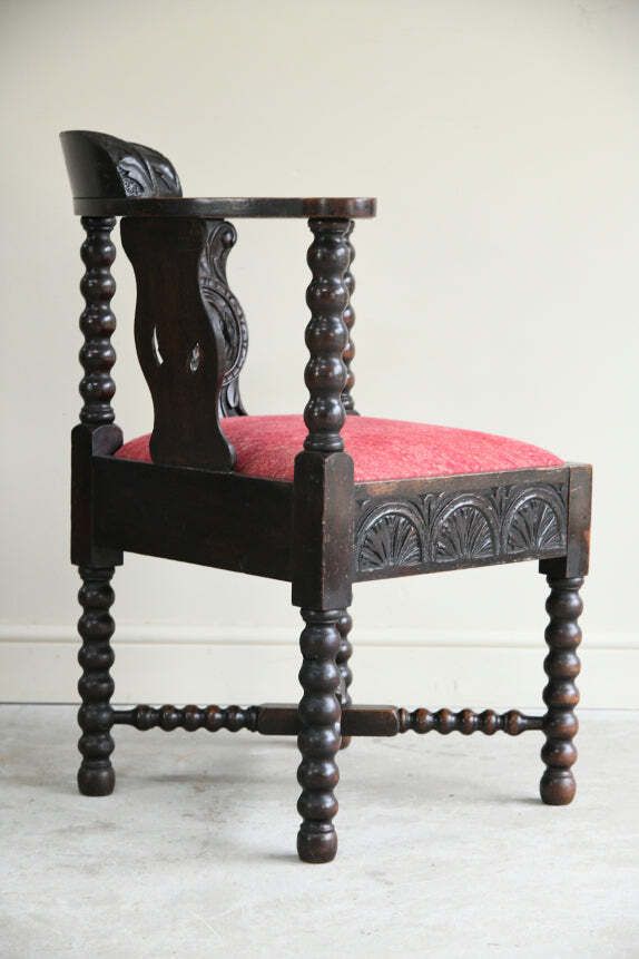 Antique Carved Oak Corner Chair photo furniture