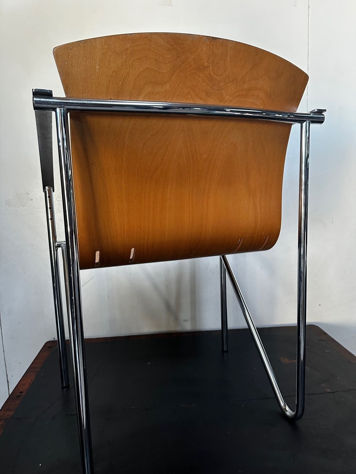 1990's Contemporary Beech Bentwood Chair With A Chrome Frame photo for sale