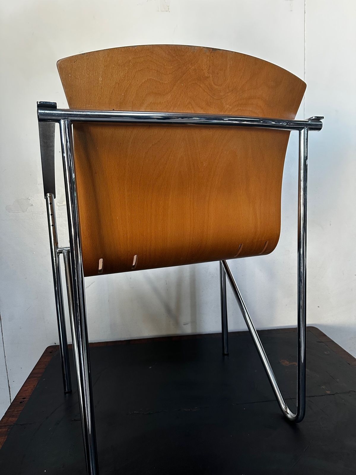 1990's Contemporary Beech Bentwood Chair With A Chrome Frame photo Furniture