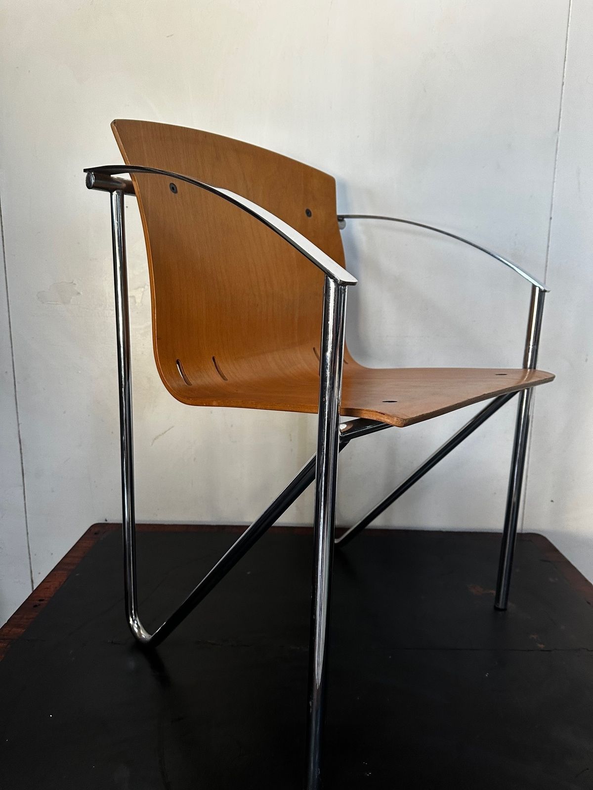 1990's Contemporary Beech Bentwood Chair With A Chrome Frame photo 149.0