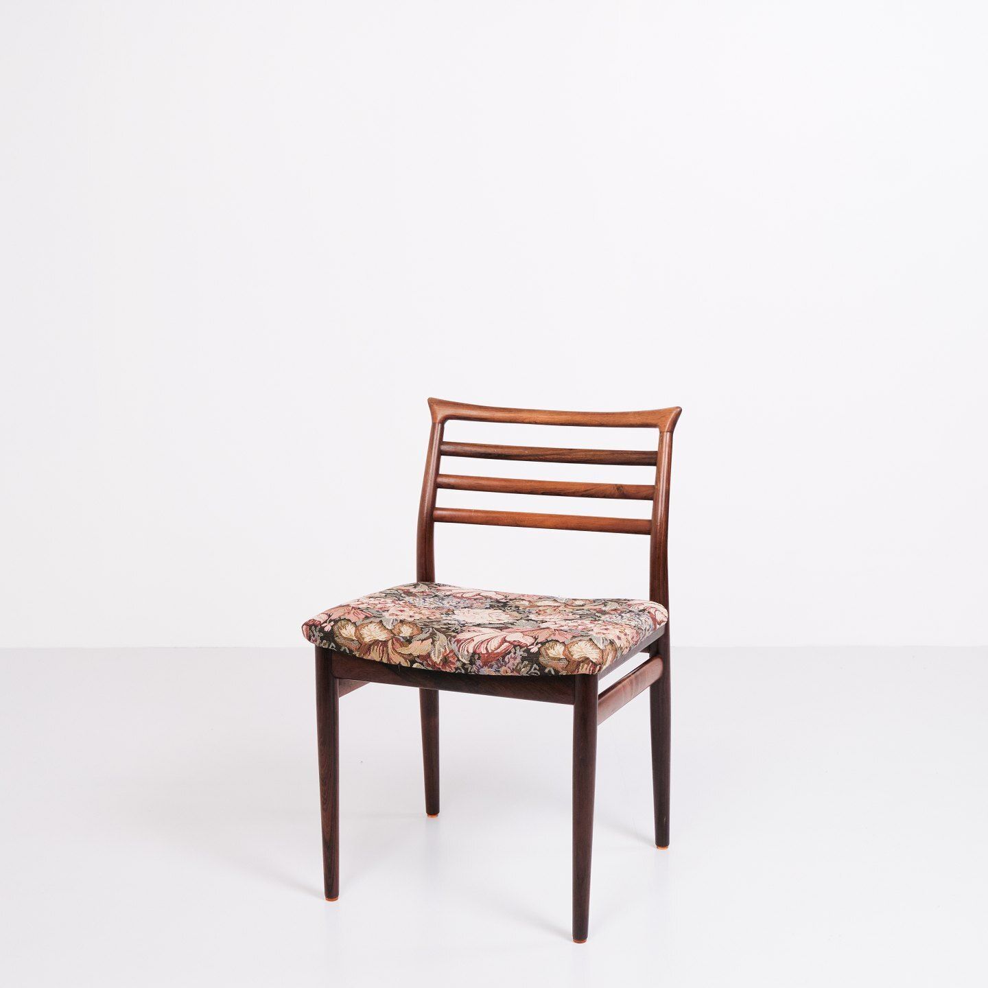 Set Of Six Dining Chairs   Rosewood & Floral Seat   Erling Torvits   Sorø Furniture Factory   1960s photo furniture