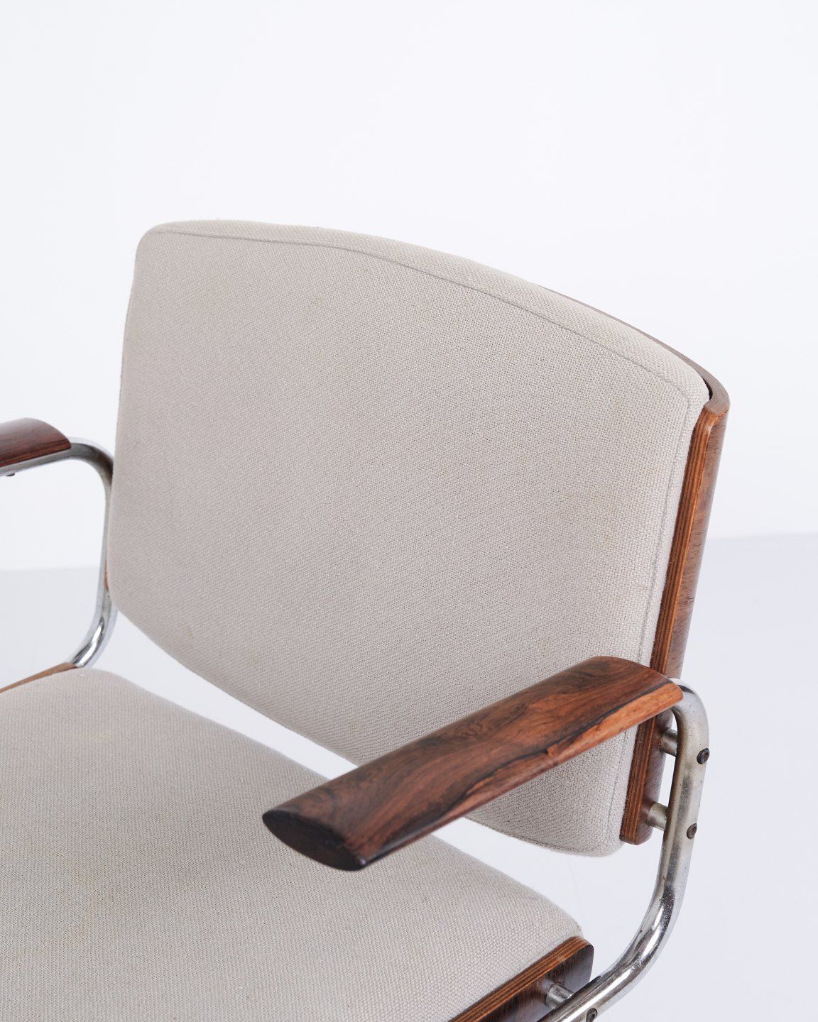 Set Of Four Conference Chairs   Rosewood & Light Grey Fabric   Duba   1960s photo for sale