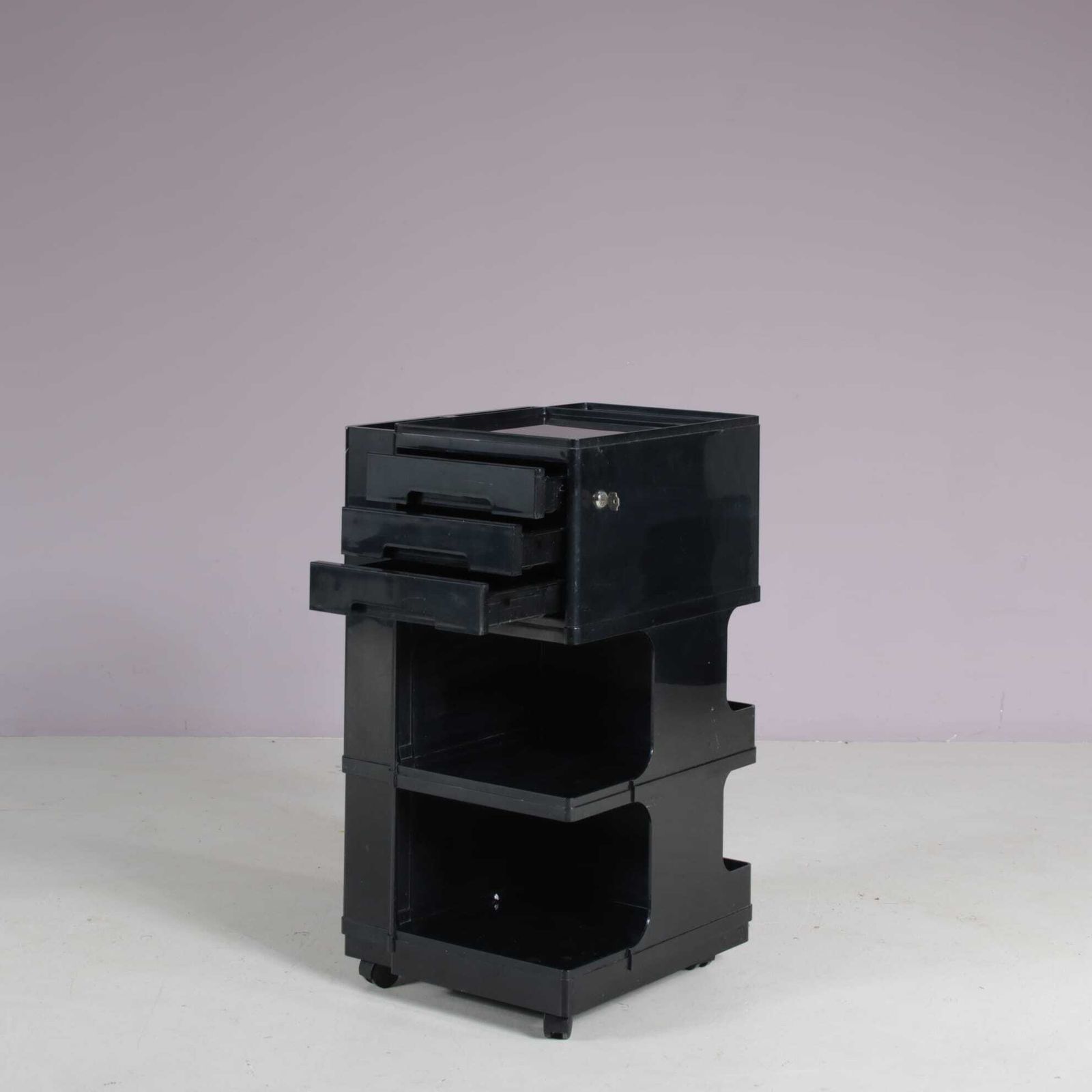 1970s Black Plastic Trolley By Giovanni Pelis For Stile Neolt, Italy photo Furniture