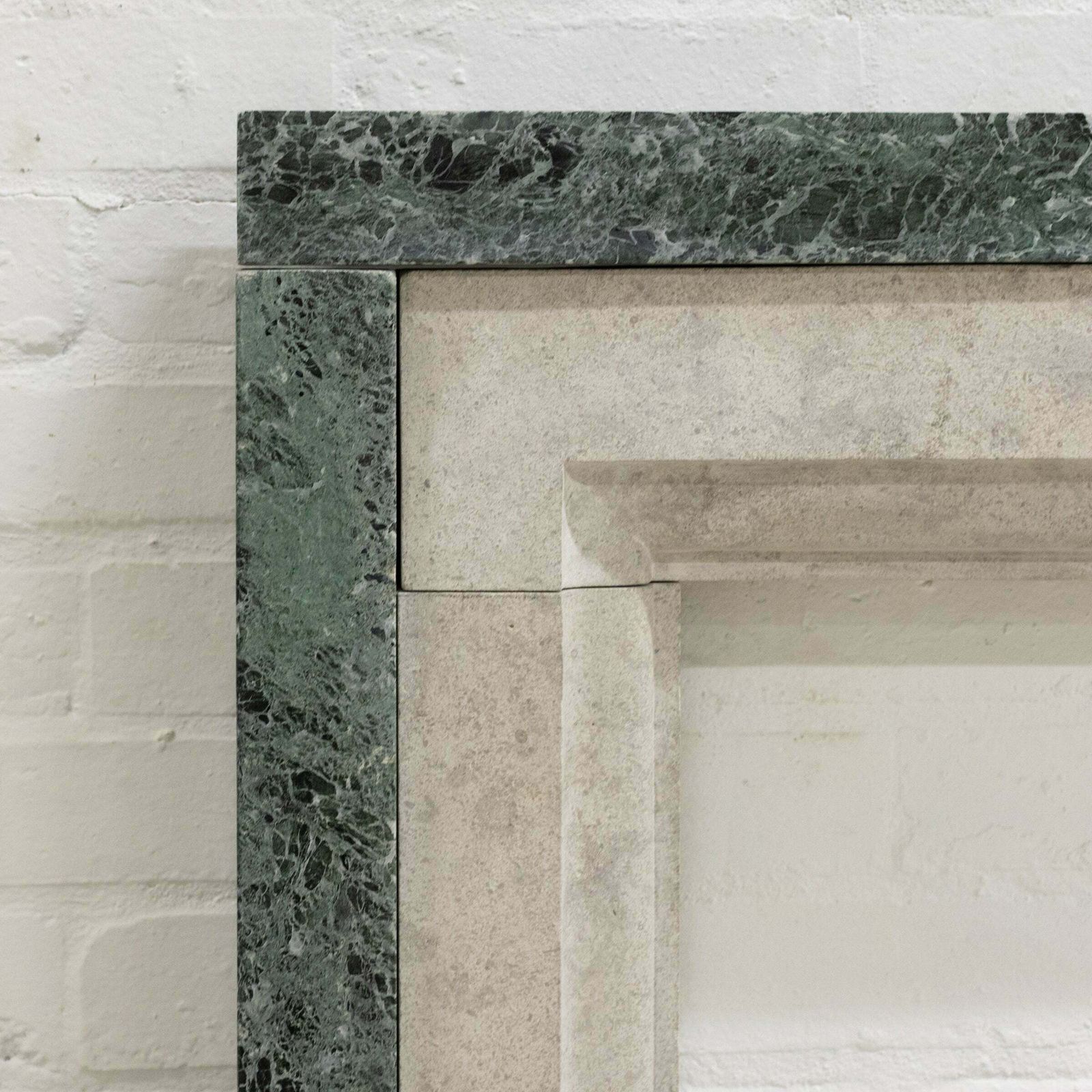 photo furniture Early 20th Century Portland Stone & Verdi Marble Fireplace Surround