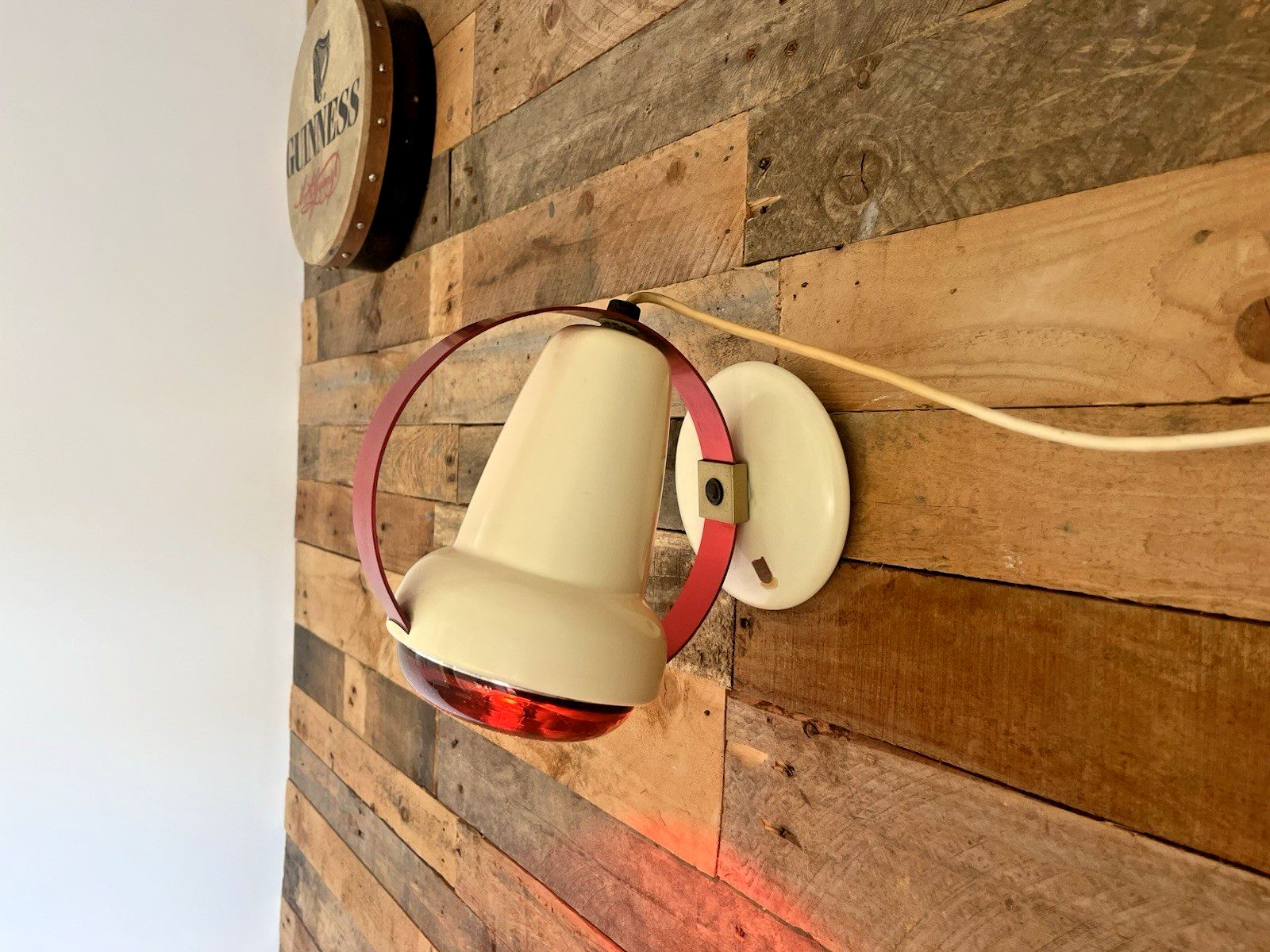 Space Age 50's Philips Red Saturn Circle Designer Heat Desk Wall Lamp C Perriand photo for sale