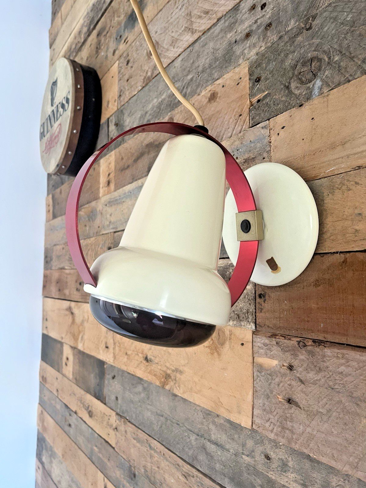 Space Age 50's Philips Red Saturn Circle Designer Heat Desk Wall Lamp C Perriand photo vintage