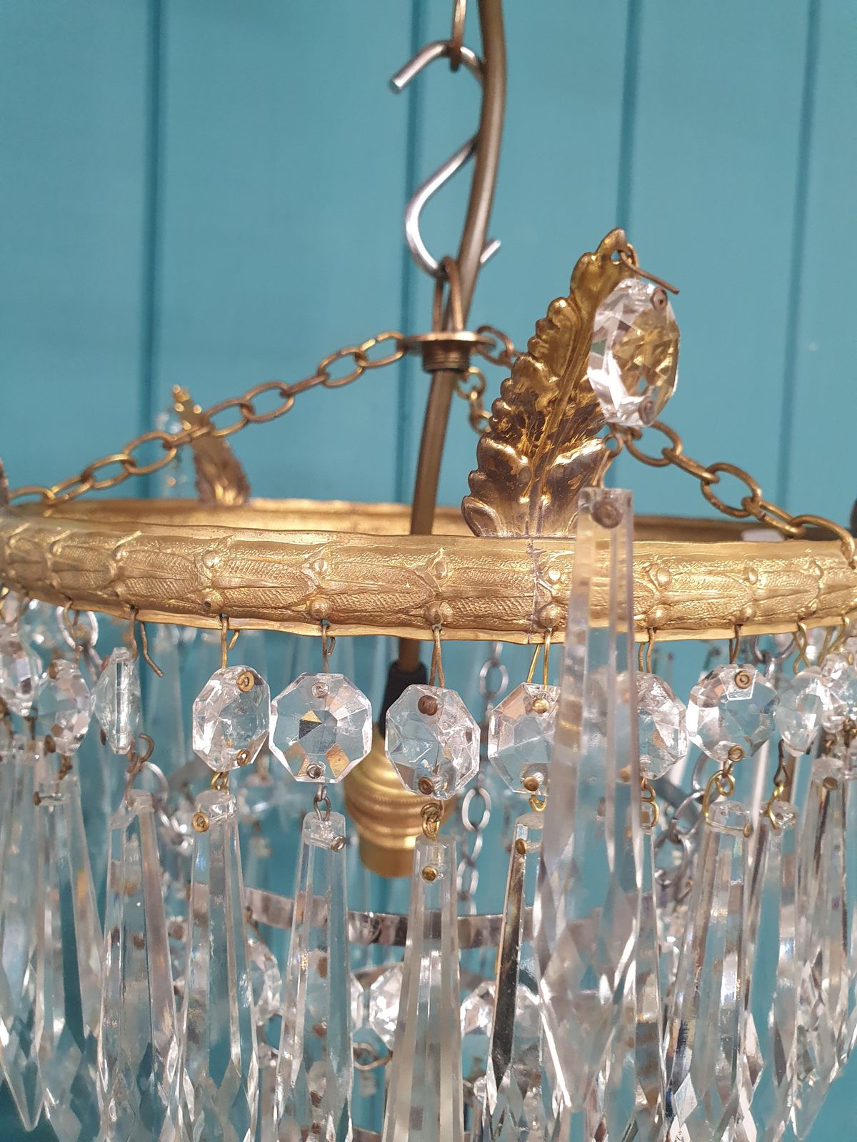 Antique Pair Of Spike Chandelier 10" photo vinterior