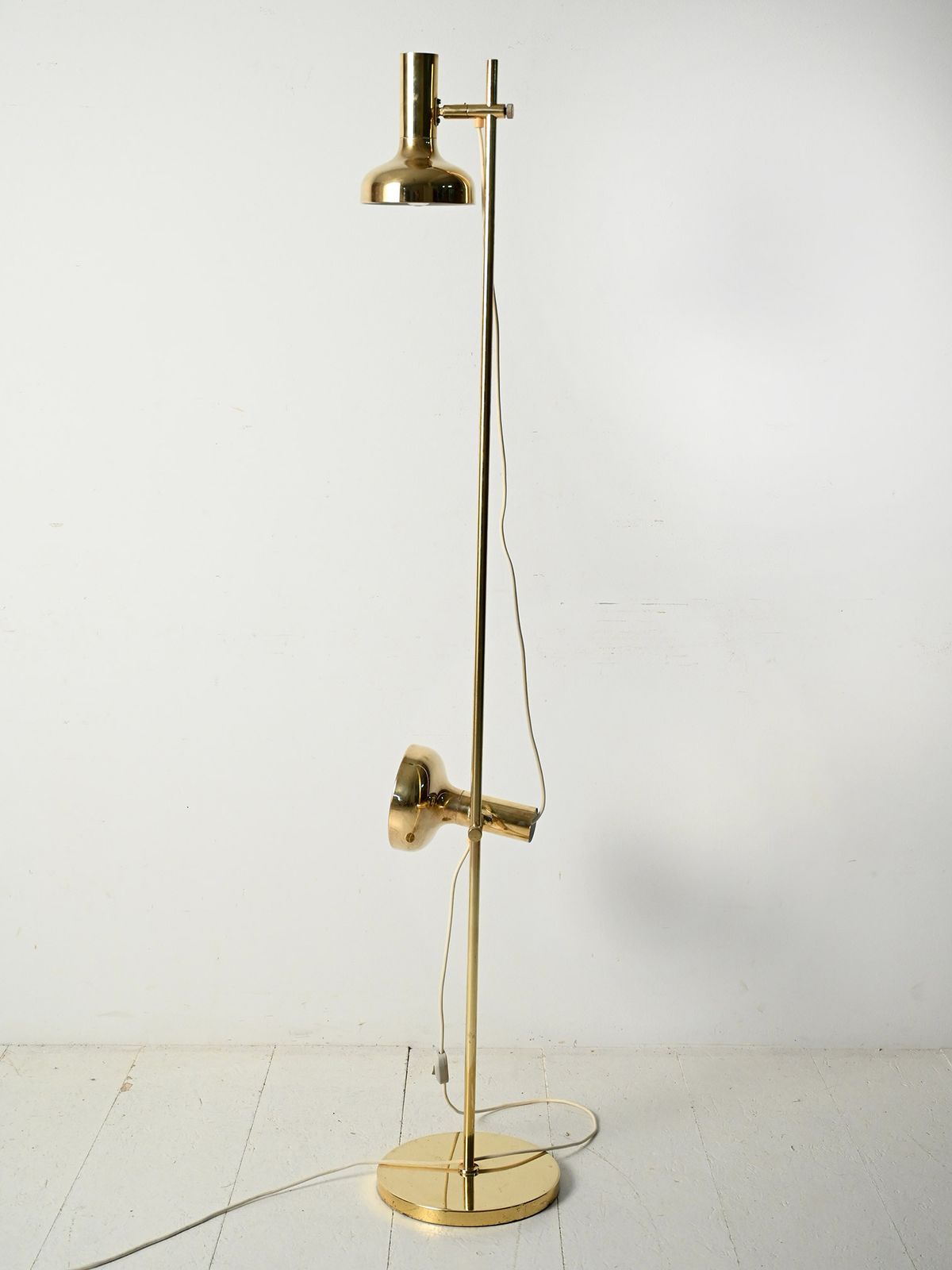 Scandinavian Brass Floor Lamp With Two Adjustable Light Points photo Lighting