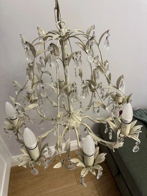 Laura Ashley 8 Arm Lavenham Chandelier Cream Metal 50cm Chain photo Lighting