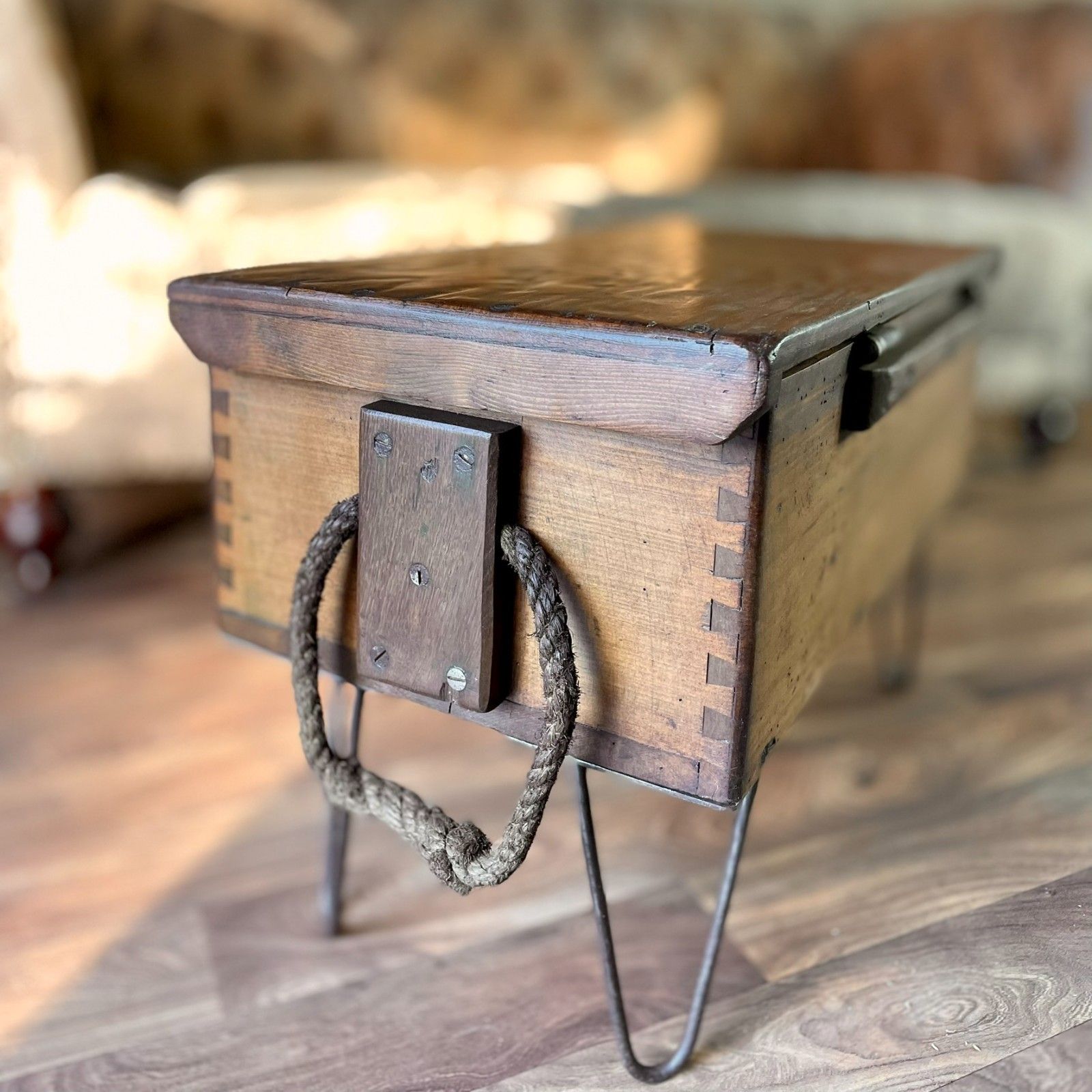 Vintage Military Chest Coffee Table Tv Stand: Restored Beech & Oak Chest photo buy