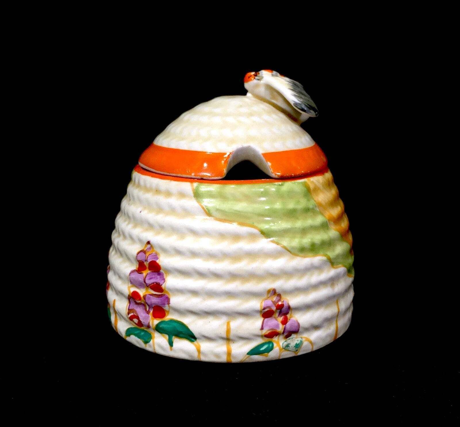 Antique Clarice Cliff Windbells Beehive Honey Pot C.1933 / Art Deco Pottery photo vintage