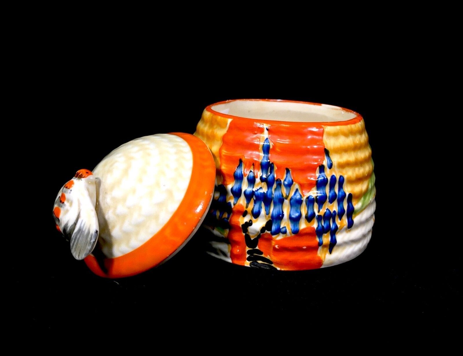 photo for sale Antique Clarice Cliff Windbells Beehive Honey Pot C.1933 / Art Deco Pottery
