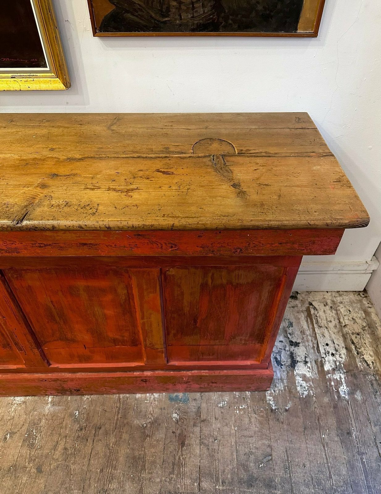 photo furniture Large Antique 1900's Pitch Pine Shop Counter Rustic Style Ideal For Shops / Cafe