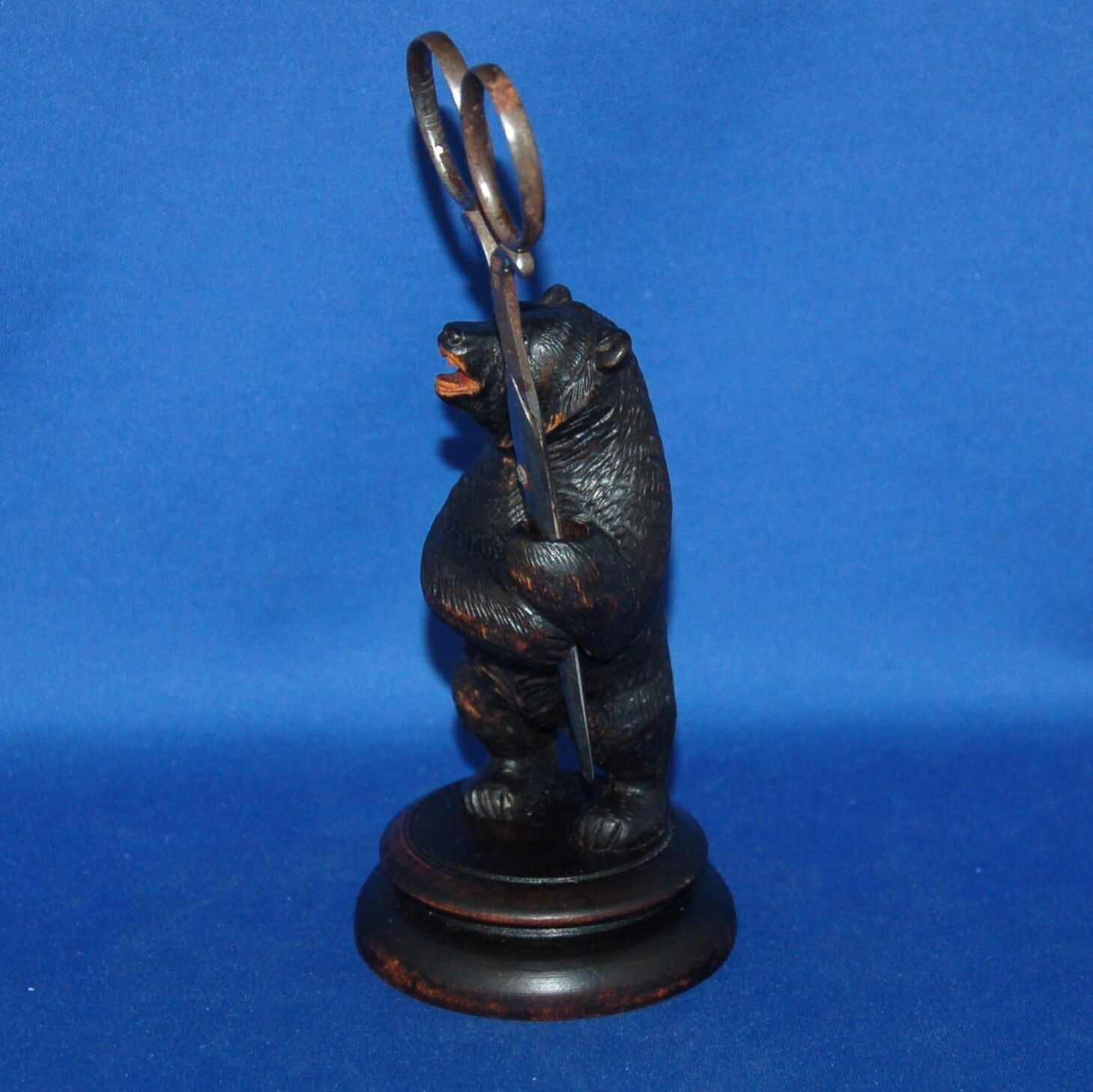 An Antique Carved Wooden Upright Standing Bear Figure Scissor Holder photo furniture