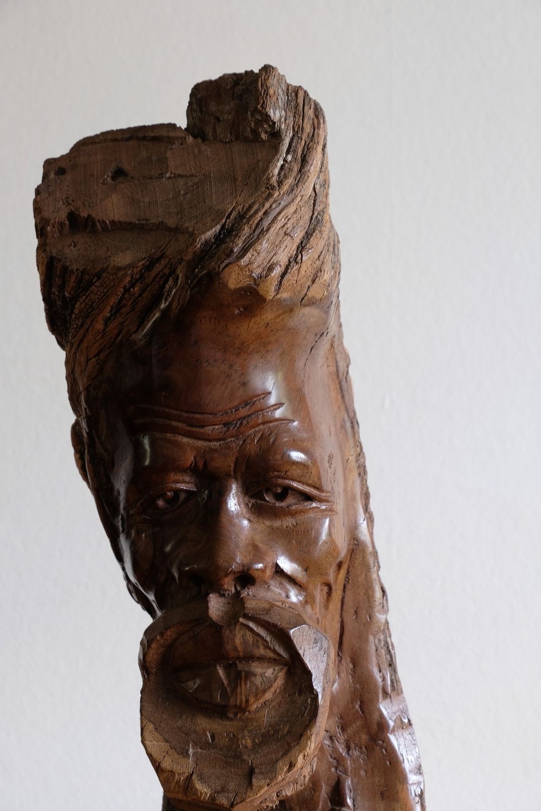 Makonde Root Wood Bust – Tribal Elder Portrait Sculpture photo for sale