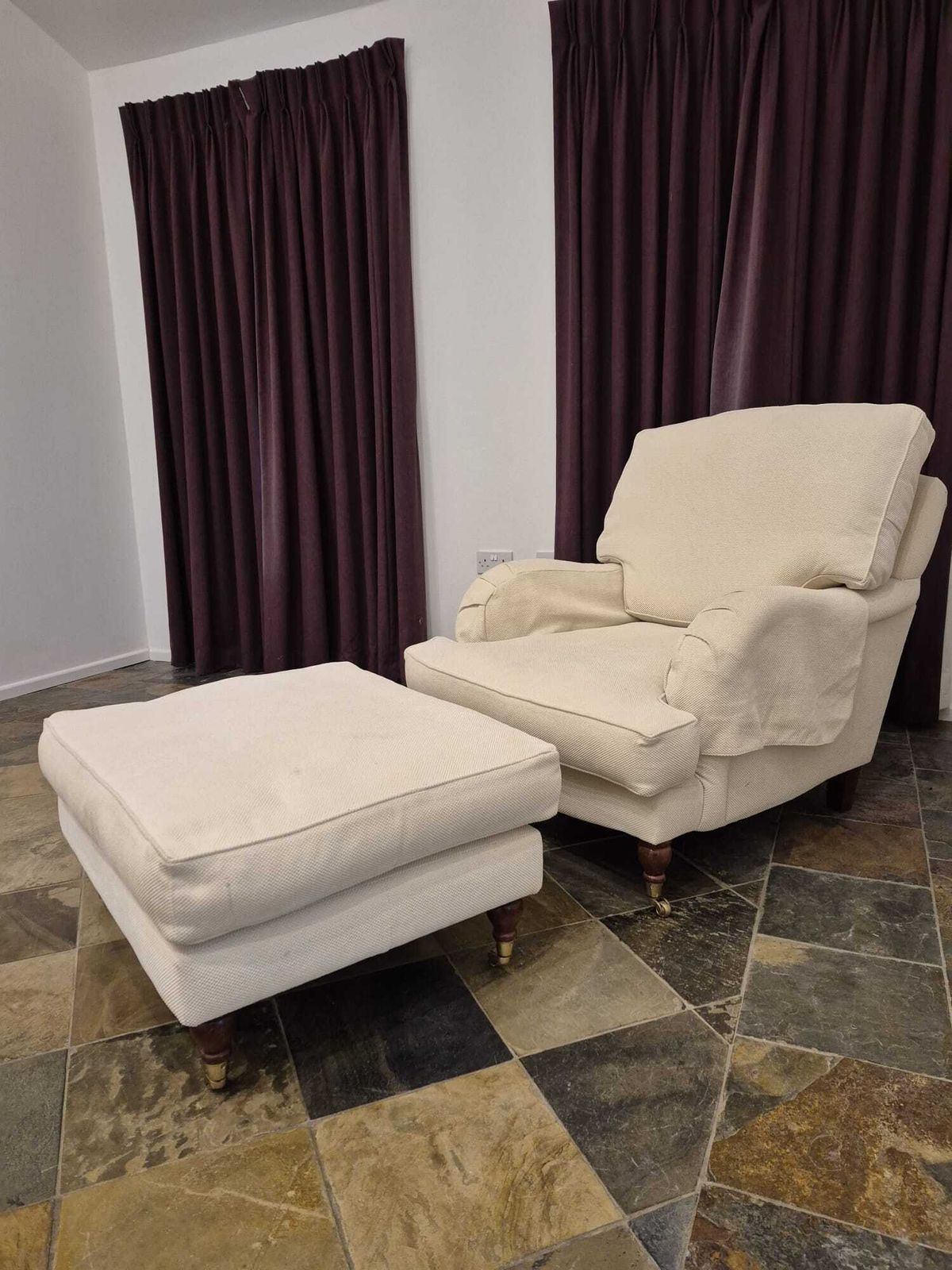 Comfortable Oka Armchair And Matching Footstool photo Furniture