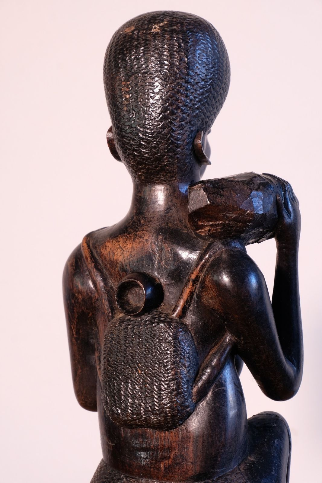 Art East African Solid Ebony Sculpture Mother And Child 34.5 Cm photo