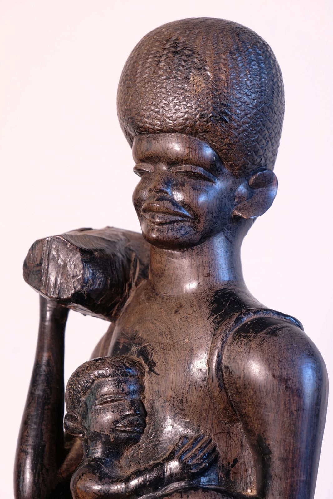 200.0 East African Solid Ebony Sculpture Mother And Child 34.5 Cm photo